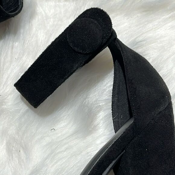 Black Suede Ankle Strap Platform Heels Size 7.  B78 - Picture 4 of 10